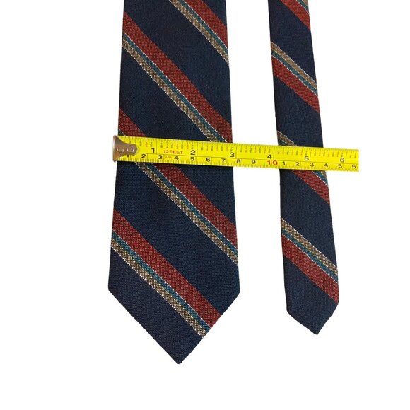 Vtg Private Club Mens Acrylic Neck Tie Black Red Tan American Stripe Work  Dad G - Picture 3 of 7